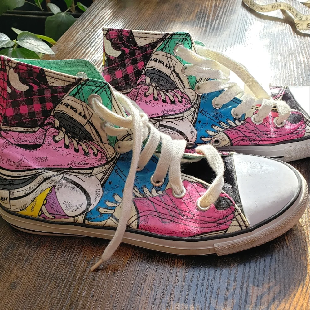 Airwalk multi color Converse vans skater hi tops 90s y2k neon canvas sho… - Picture 1 of 10